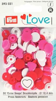 Prym Love Druckknopf Herz Rosa/Rot/Weiß Ø 12,4 mm 393031